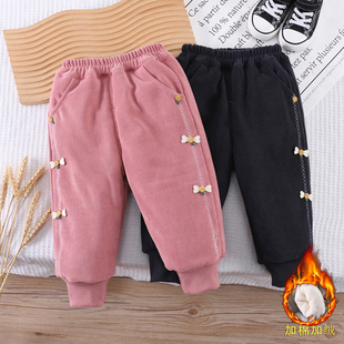 女童加绒加厚裤子新款2026儿童一条过冬打底裤保暖裤宝宝冬季棉裤