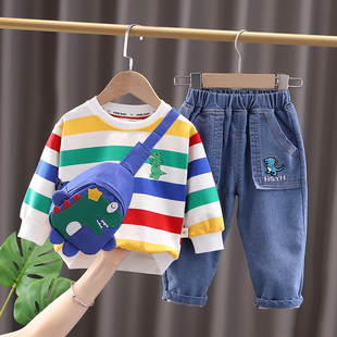 男童女童春秋季两件套装洋气婴儿童装休闲宝宝帅气网红炸街衣服潮