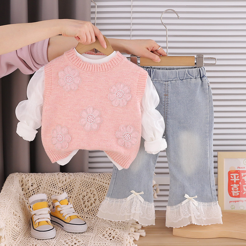 女童春装套装2026新款洋气宝宝毛衣马甲童装春秋季儿童休闲三件套,童装/婴儿装/亲子装,套装,淘宝优惠券,粉丝福利购,淘宝优惠卷