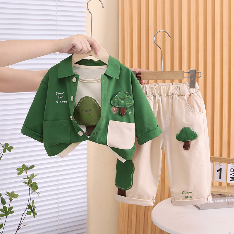 男童套装2025新款春秋款儿童洋气时髦衬衫宝宝秋季休闲运动三件套,童装/婴儿装/亲子装,套装,淘宝优惠券,粉丝福利购,淘宝优惠卷