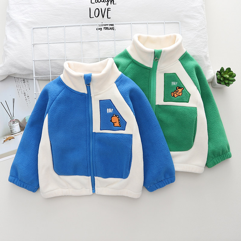 아동복 아동 코트 두꺼운 벨벳 가을 겨울 의류  복 남아용 폴라 플리스 상의 얇은 벨벳 가디건 및 스웨트셔츠
