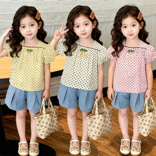 女童套装夏季2026新款儿童短袖洋气时髦女宝宝薄款休闲两件套夏装