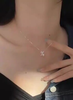 s925纯银百分比符号气质项链女淡水珍珠个性高级感小众设计锁骨链