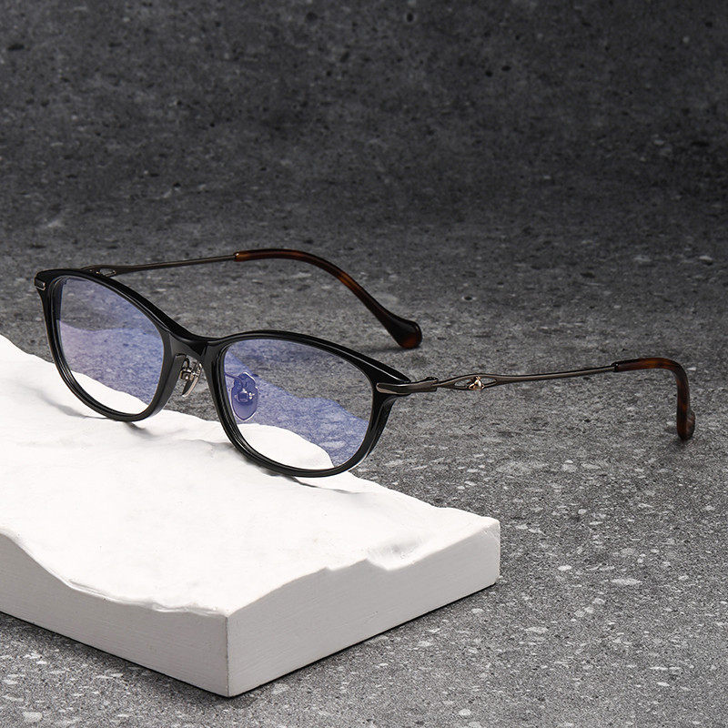 小框形高品质钛板材椭圆框清新甜美风格眼镜框架板材光学眼镜