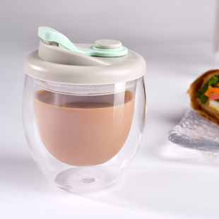咖啡馆双层玻璃咖啡杯耐高温蛋形杯子环保奶茶杯防烫食品级玻璃杯