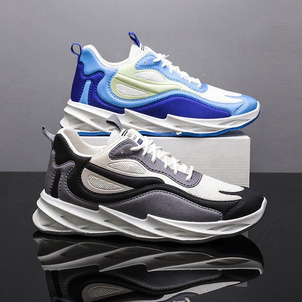 秋季新款时尚休闲运动鞋刀锋男鞋潮流透气跑步鞋透气飞织男鞋