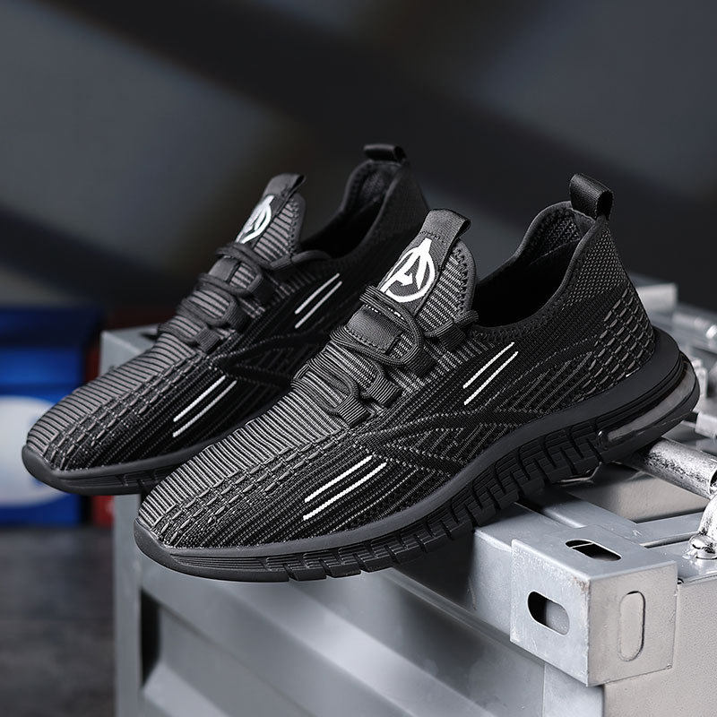 夏季男鞋特大码透气男士休闲飞织鞋跑步鞋韩版网面潮运动鞋46百搭