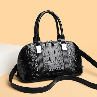 跨境2025新款女包手提包鳄鱼纹爆款贝壳包漆皮高级感单肩斜挎包