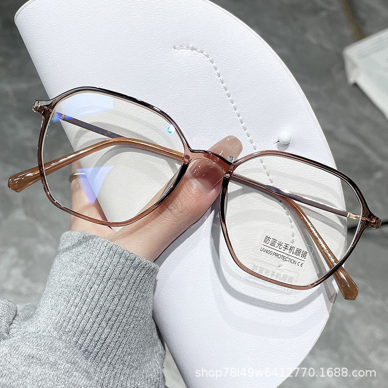 M8002茶色透明insTR90不规则纯钛镜腿小红书抖音同款眼镜一件,ZIPPO/瑞士军刀/眼镜,防蓝光镜,淘宝优惠券,粉丝福利购,淘宝优惠卷