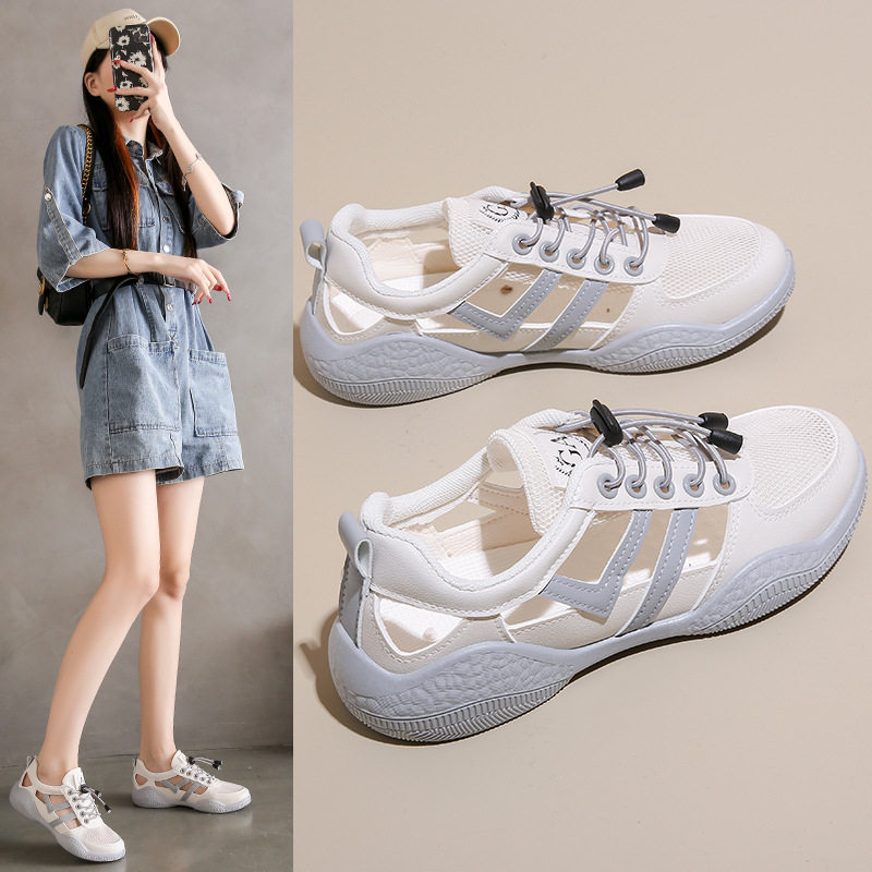 小白女鞋子夏季新款平底ins潮学生休闲女鞋镂空百搭凉鞋HY105