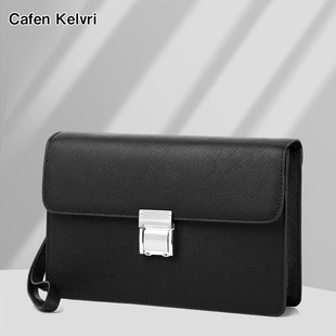 男式手包男高级感密码锁手抓包男款头层牛皮十字纹新款男士手拿包