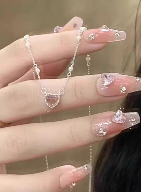 春夏新款粉晶爱心贝珠项链女纯银甜美小众设计高级感ins吊坠