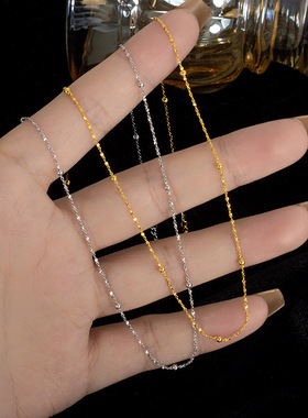 S925纯银间珠满天星简约单链条锁骨项链DIY饰品配件成品配链