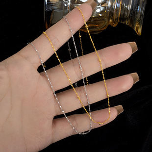 S925纯银间珠满天星简约单链条锁骨项链DIY饰品配件成品配链