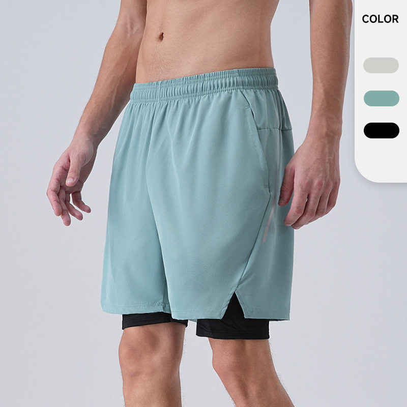 假两件美式篮球短裤男夏训练骑行裤跑步速干双层健身运动裤带内衬