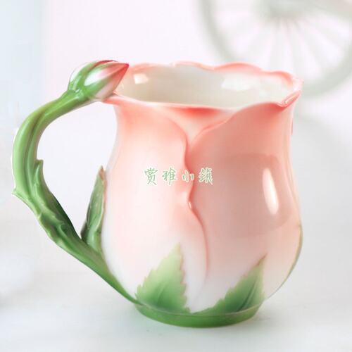 创意北欧咖啡杯玫瑰马克杯欧式法兰彩抖音陶瓷杯情人生日礼物包邮 - 封面