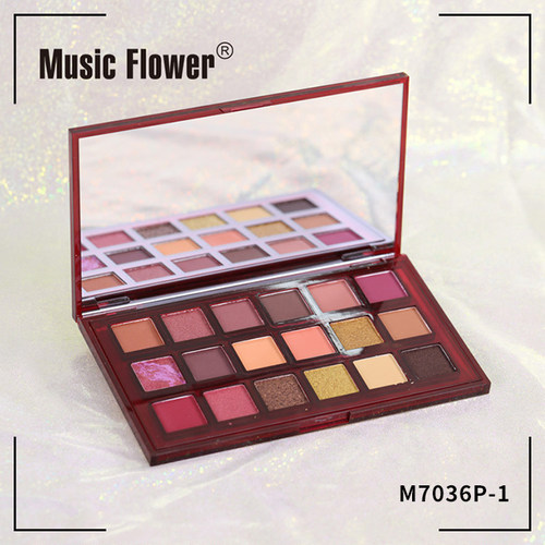 Music Flower大地色眼影盘正品18色哑光珠光百搭自然女高光多用款