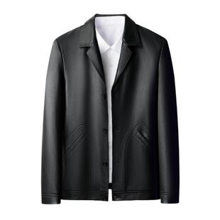 普洛克正品衣秋季新款色翻领纽扣绵羊皮夹克男士短款外套