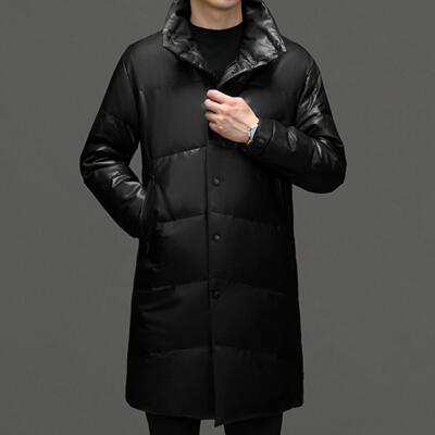 普洛克正品秋冬新款男士皮衣绵羊皮中长款羽绒风衣真皮皮衣男