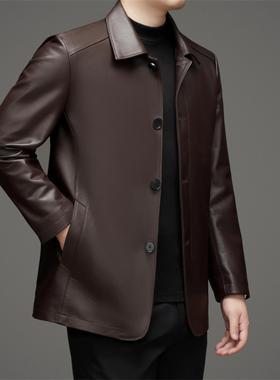 普洛克正品MJ7785秋冬新款男士皮衣翻领夹克绵羊皮真皮皮衣男