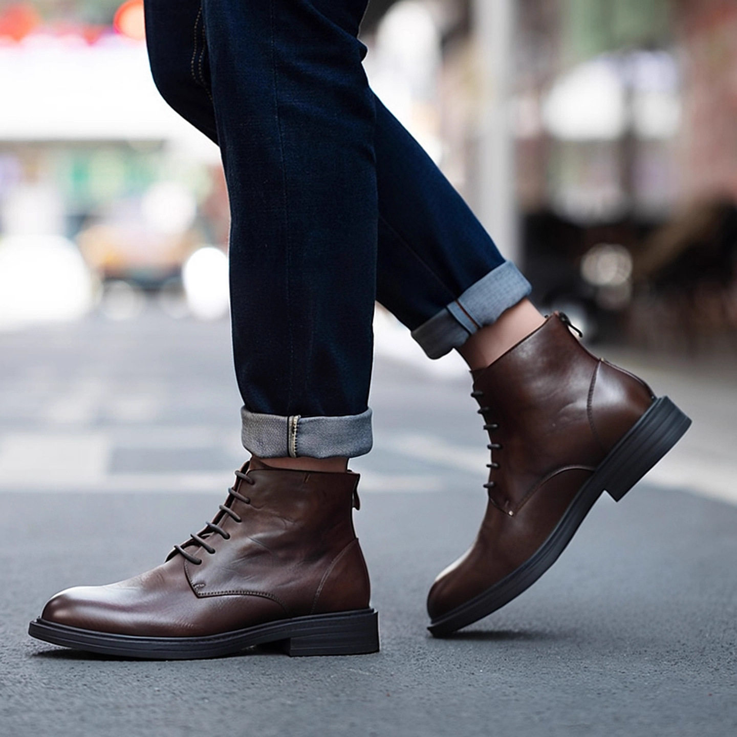 普洛克正品 男士复古手工马丁皮靴英伦风做旧中筒经典款工装鞋靴