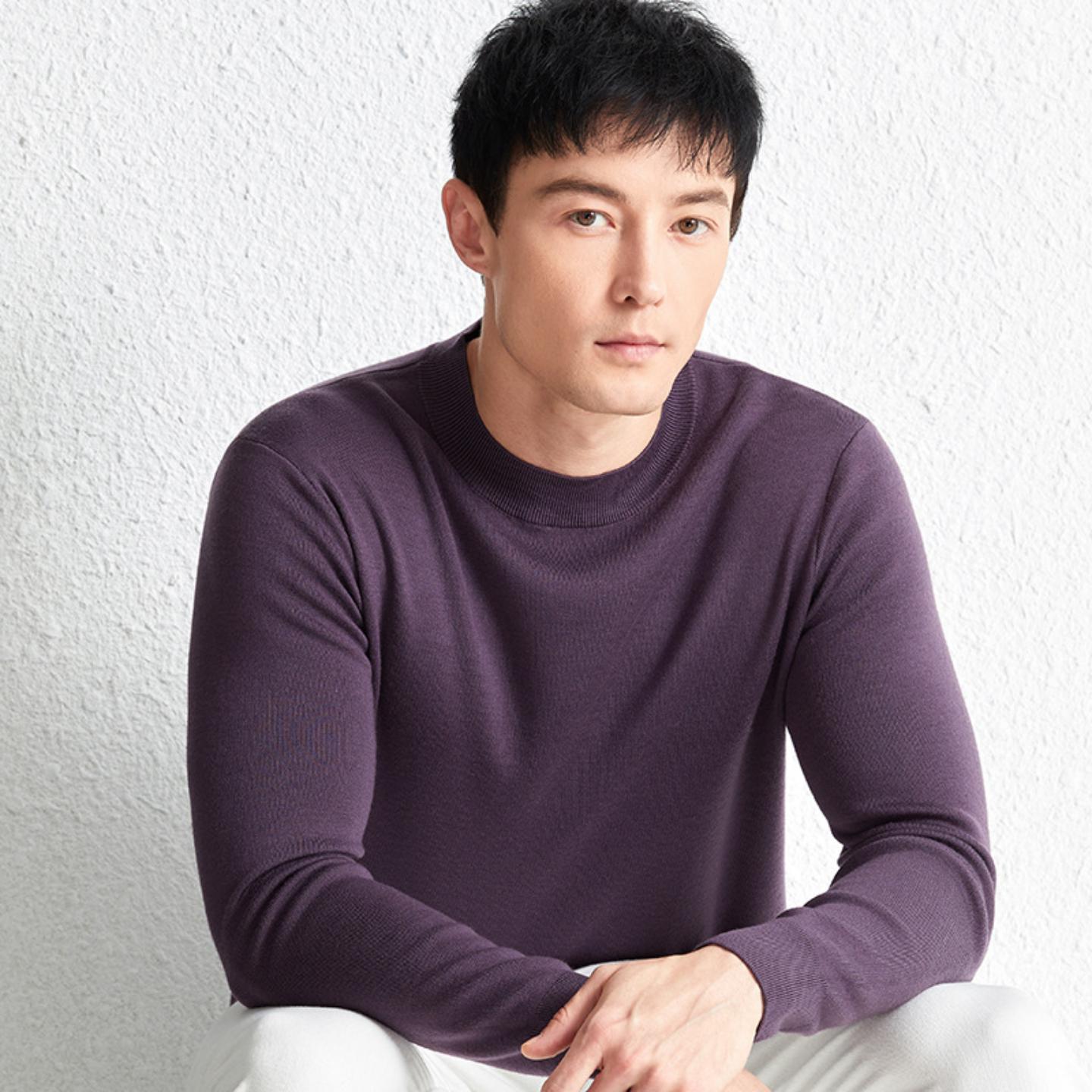 普洛克男装 秋冬精纺羊毛加厚羊毛衫双面针织可机洗纯色中青品质