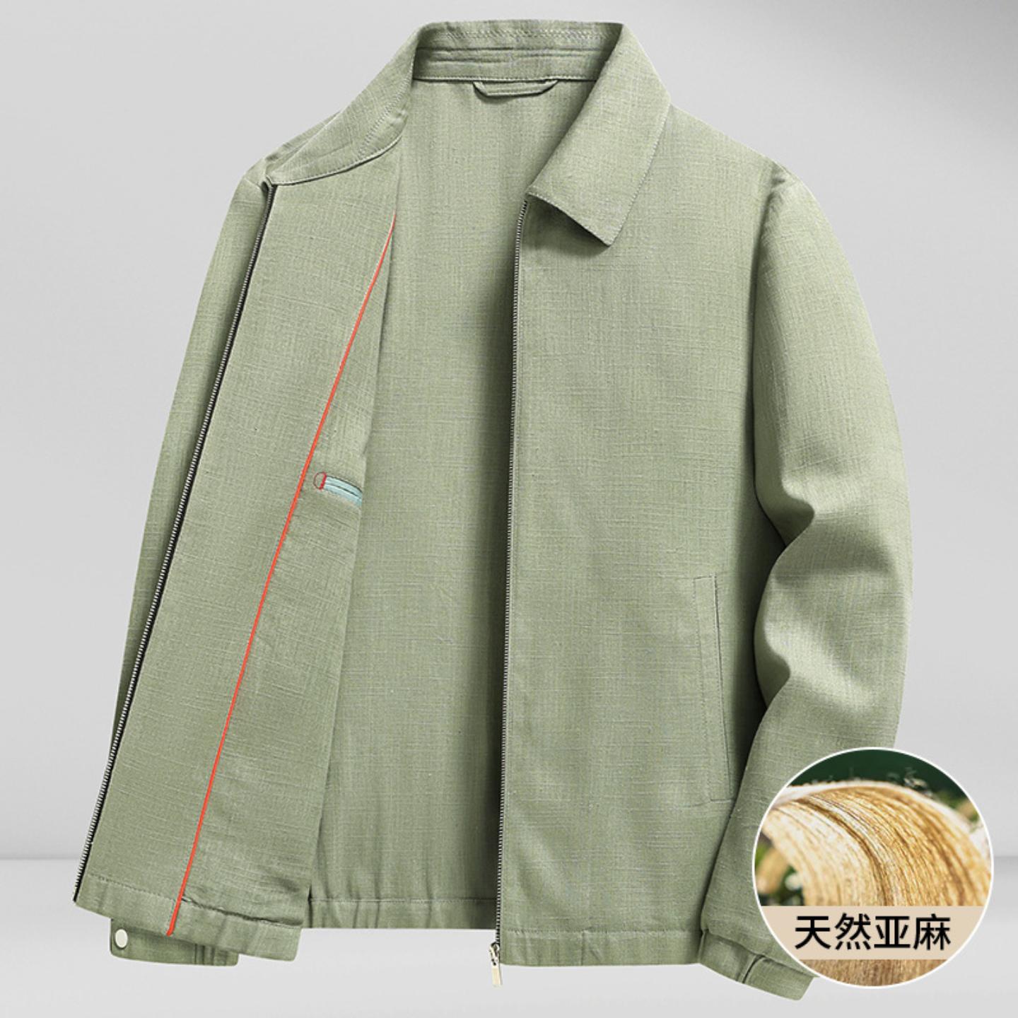 普洛克男装新款 夹克春夏薄翻领拉链版上衣中青年休闲免烫麻外套