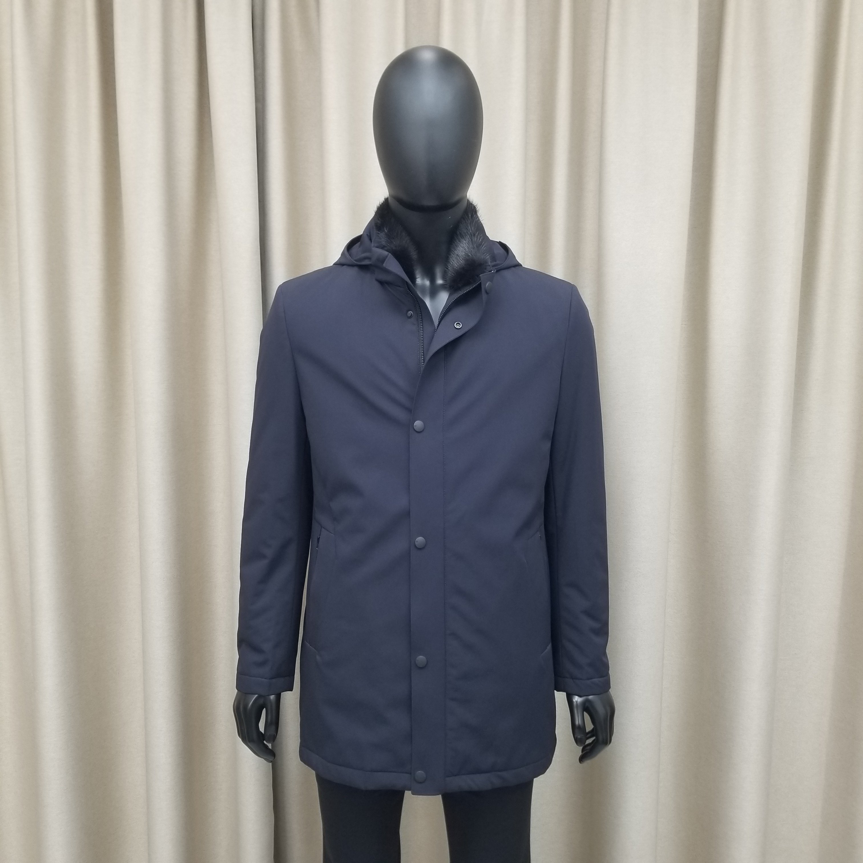 【普洛克】新款 男鸭绒羽绒服商务水貂领带帽中老年风衣外套上衣2