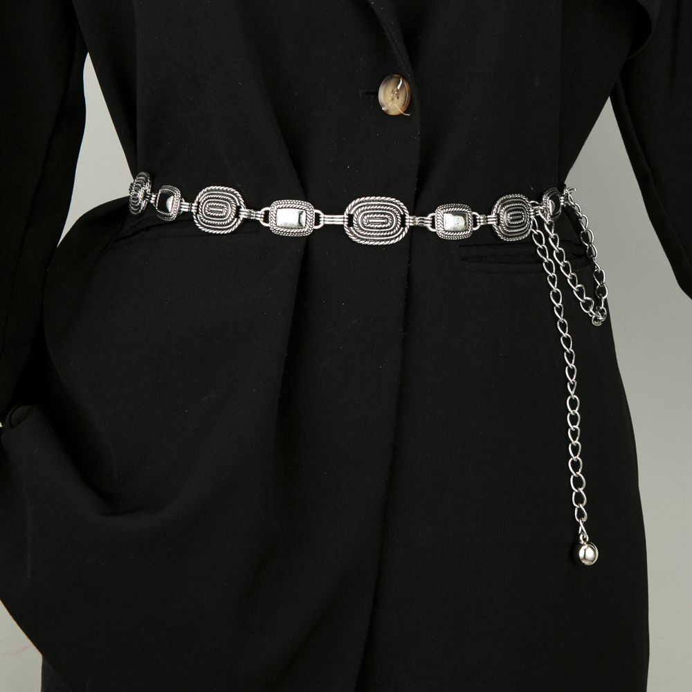 古典搭配毛衣衬衫腰带女士金属