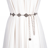 春夏新款 朋克风裙带女 民族风女士金属腰带 时尚 优雅古银雕花腰链