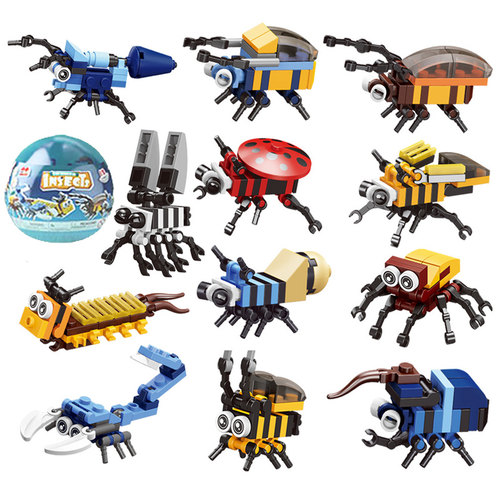 入门级扭蛋玩具昆虫拼装积木65mm