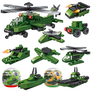 扭蛋机玩具小颗粒入门级初级拼装 警察军事消防工程积木幼儿园礼品