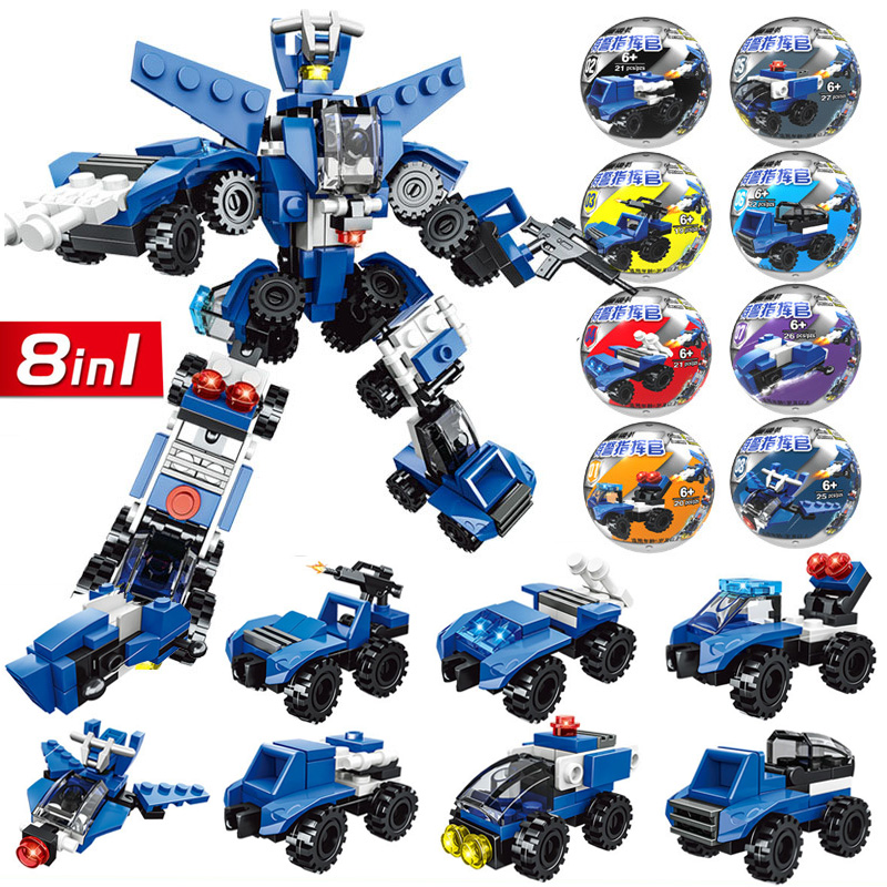 拼装积木警察军事多款可选7.5CM