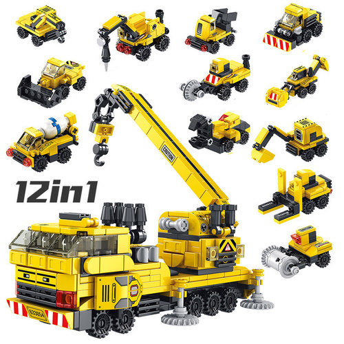 潘洛斯积木工程吊车起重机玩具