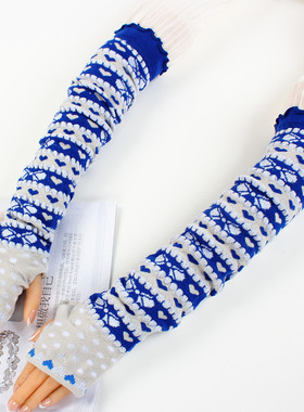 保暖袖套女手臂套秋冬长款露指半指手套针织加厚保暖羊毛线假袖子