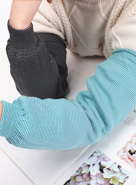 加长弹力针织条纹袖套工作透气耐磨套袖家务清洁防污护袖秋冬男女