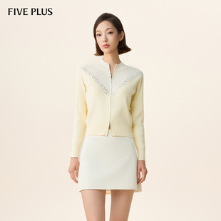 开衫 FIVE 修身 女长袖 上衣拉链钻饰 PLUS通勤针织衫