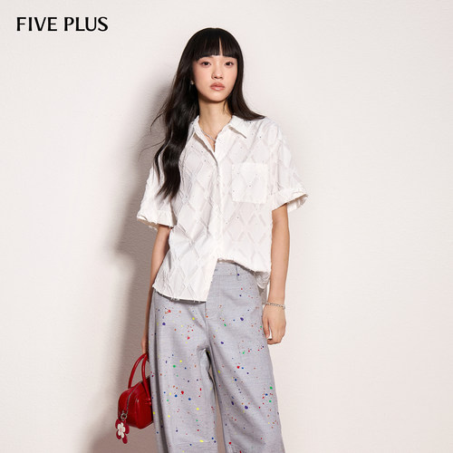FIVEPLUS通勤短袖衬衫上衣