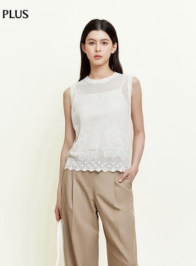 FIVE PLUS女春装淡人系通勤无袖亚麻毛织百搭上衣女装2026新款