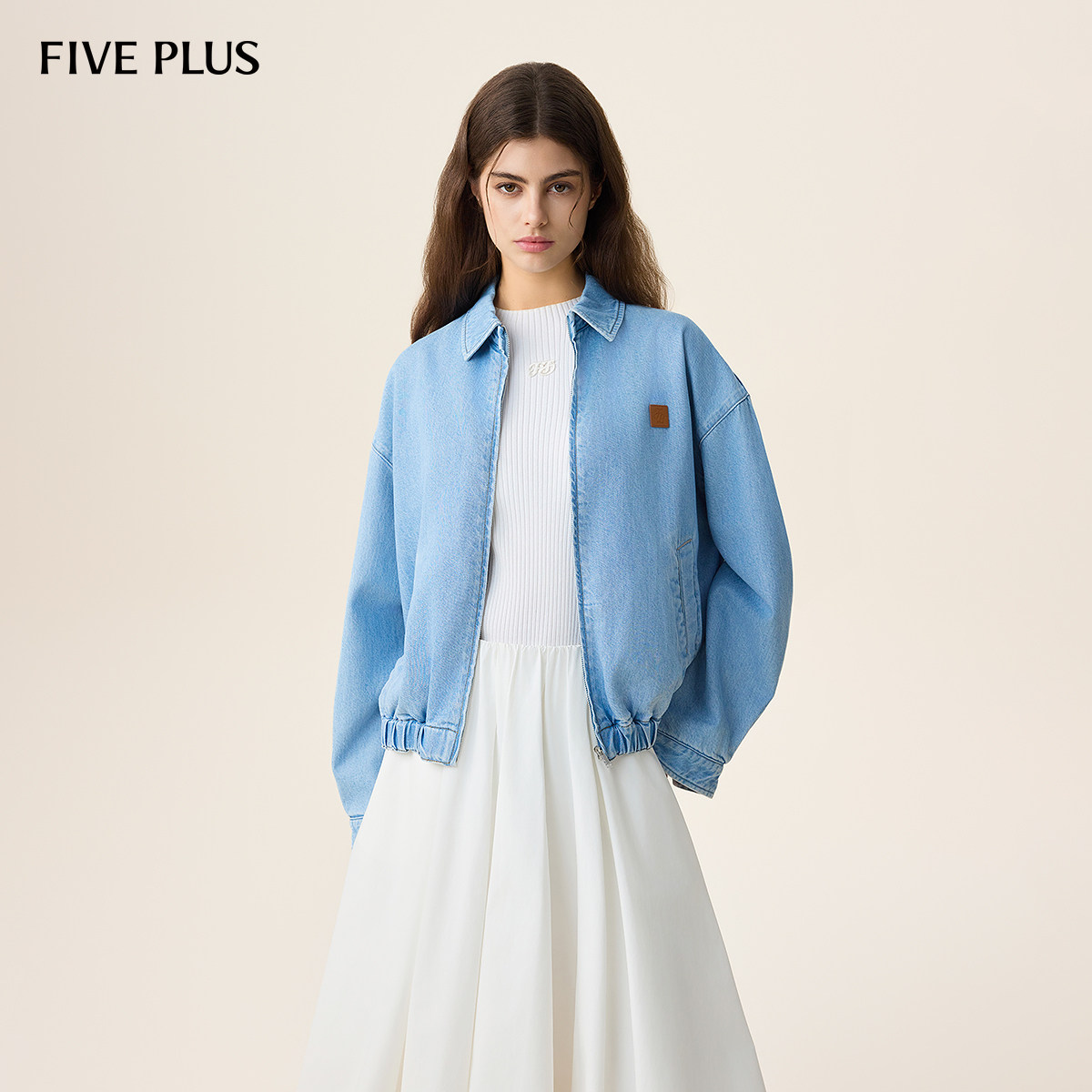 FIVE PLUS天丝棉牛仔外套女复古宽松休闲短款夹克2026新款女春装,女装/女士精品,短外套,淘宝优惠券,粉丝福利购,淘宝优惠卷