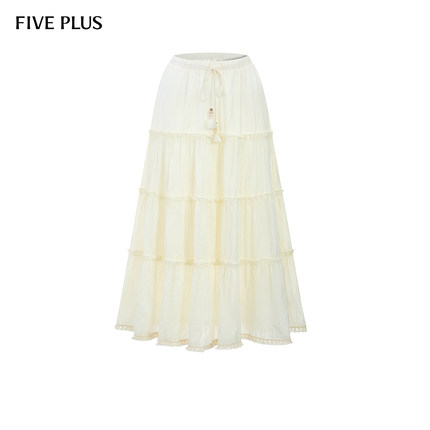FIVE PLUS欧若风蛋糕裙女浪漫层次感高腰A字半身裙女夏装