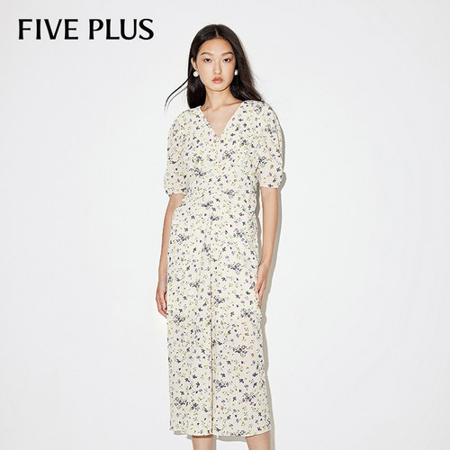 FIVEPLUS法式度假碎花连衣裙