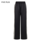 运动风撞边高腰宽松裤 女阔腿裤 子 PLUS休闲裤 FIVE