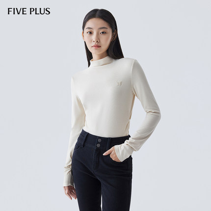 FIVE PLUS半高领T恤女修身套头上衣打底衫通勤内搭