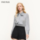 FIVE 设计感上衣 法式 PLUS衬衫 女衬衣印花飘带长袖