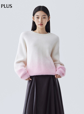 FIVE PLUS仿水貂毛针织衫女软糯渐变色毛衣丁达尔
