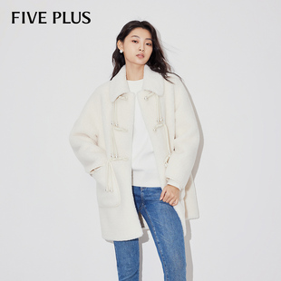 PLUS新中式 FIVE 颗粒绒外套女宽松中长暖fufu大衣