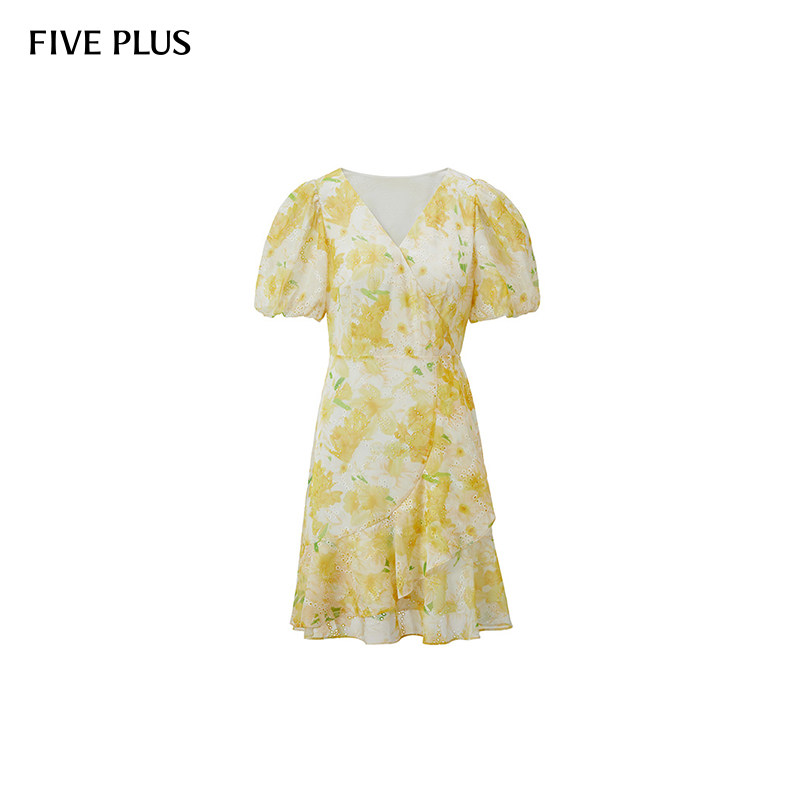 FIVEPLUSV领泡泡袖连衣裙图片