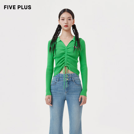 FIVE PLUS针织衫女设计感修身薄款长袖套头衫抽绳上衣2026新款春
