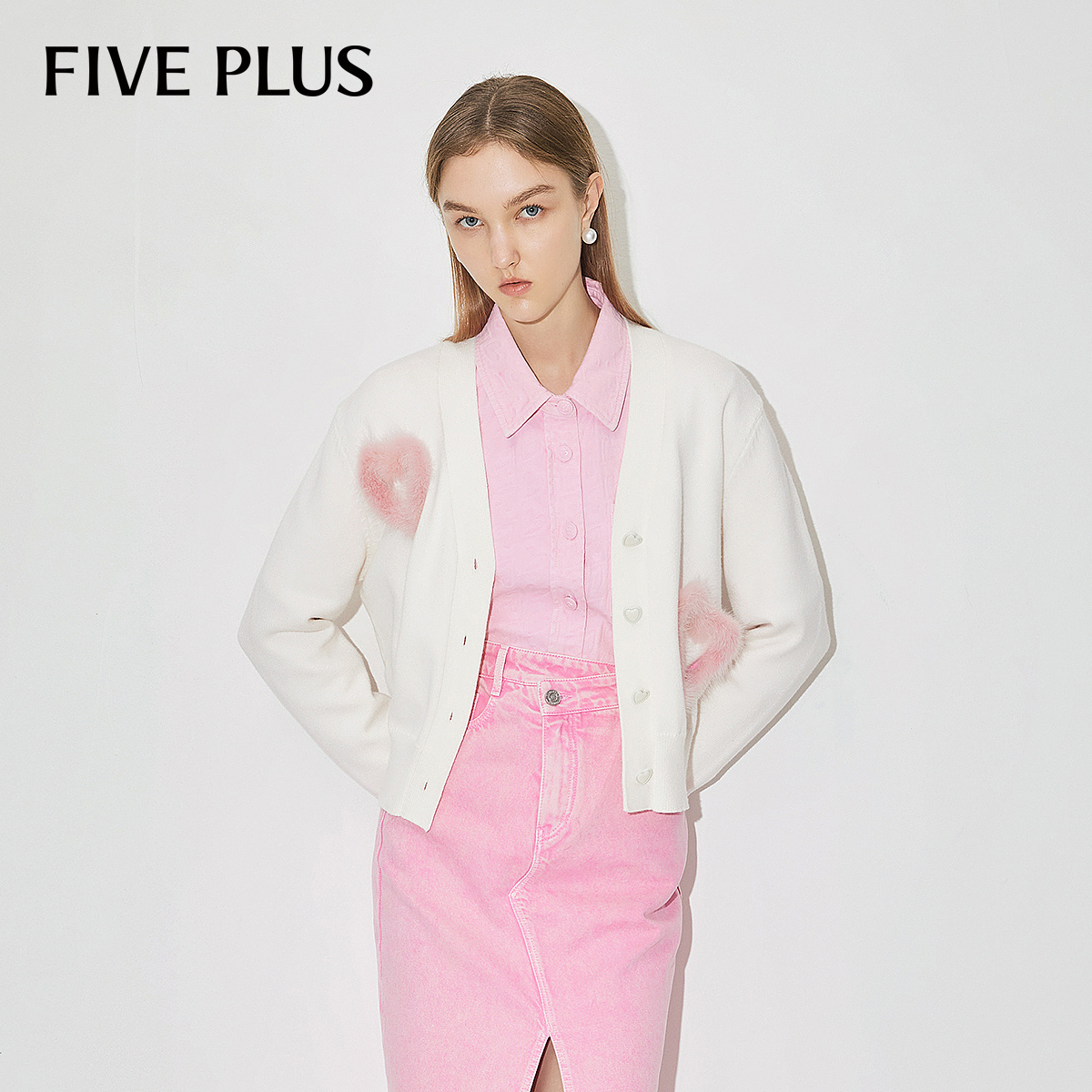 V领爱心针织开衫